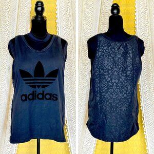 Men's Adidas Black on Black Velvet Logo Tank Top Size L
